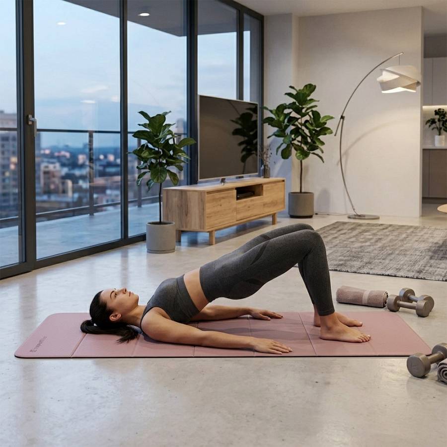 Foldable Exercise Mat 180x61x0,8cm inSPORTline Misette-bamboo beige-brown